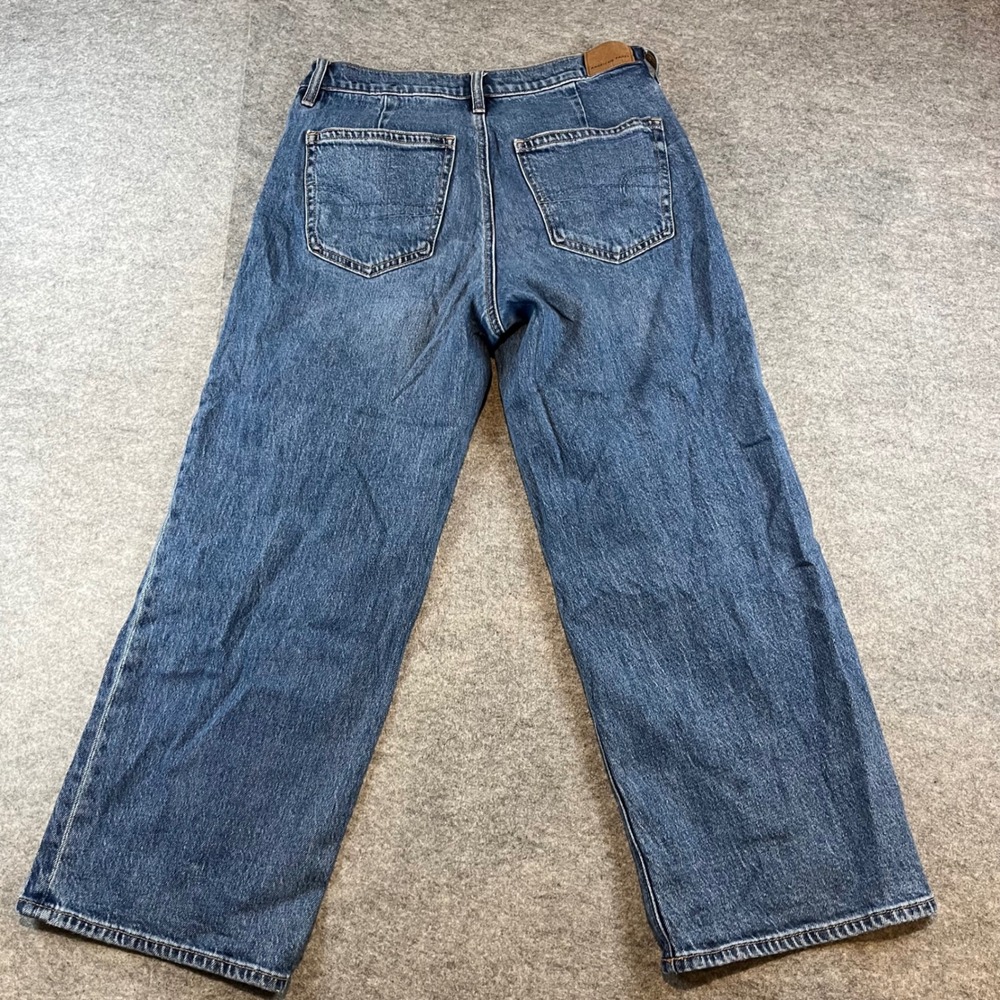 American Eagle Womens Wide Leg Jeans Blue Medium Wash 4 X-Short Stretch Denim - Picture 2 of 8